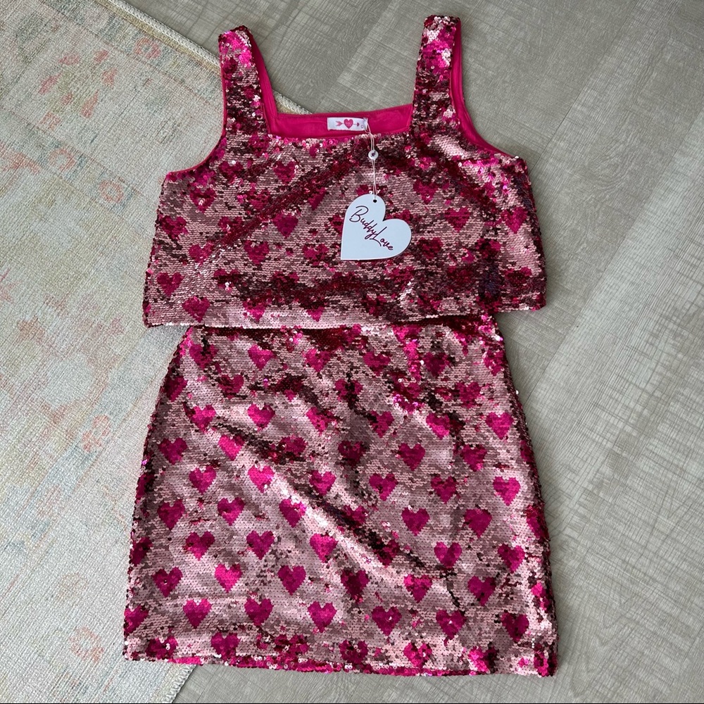 Buddy Love Sequin Heart Two Piece Set